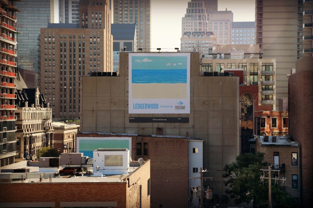 Billboard featuring public art by Ledgerwood