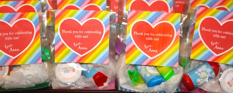 Rainbow First birthday party goodie bags